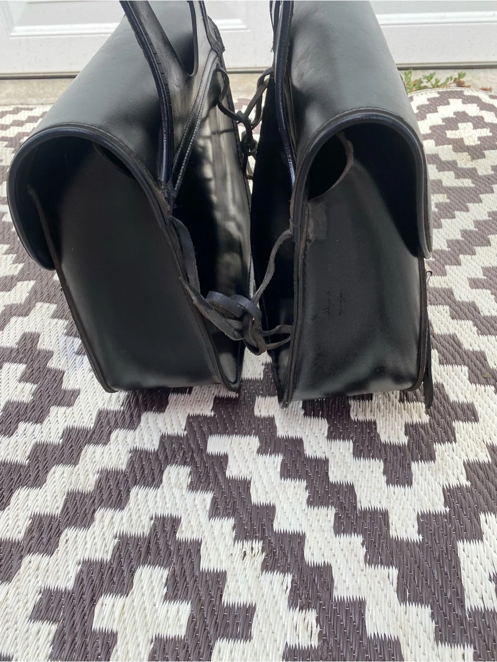 Black Vintage Leather Motorcycle Saddlebag Pair - Classic Men's Travel Bags